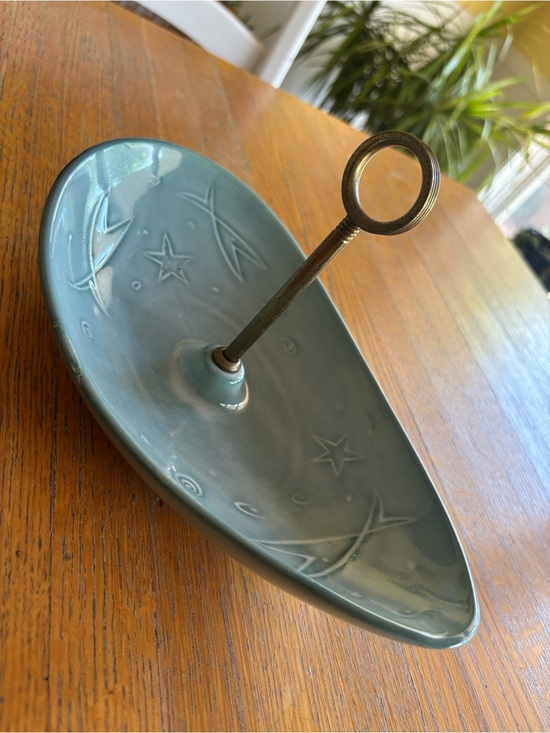 Other - Vintage Mid Century Modern Atomic Starburst Ceramic Serving Tray Metal Handle